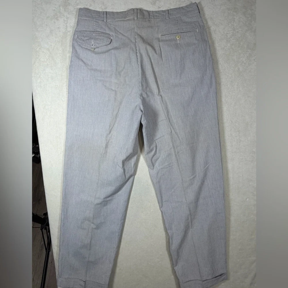 Polo Ralph Lauren 34W 29L Made in USA Cotton Seersucker Men's Gray Dress Pants